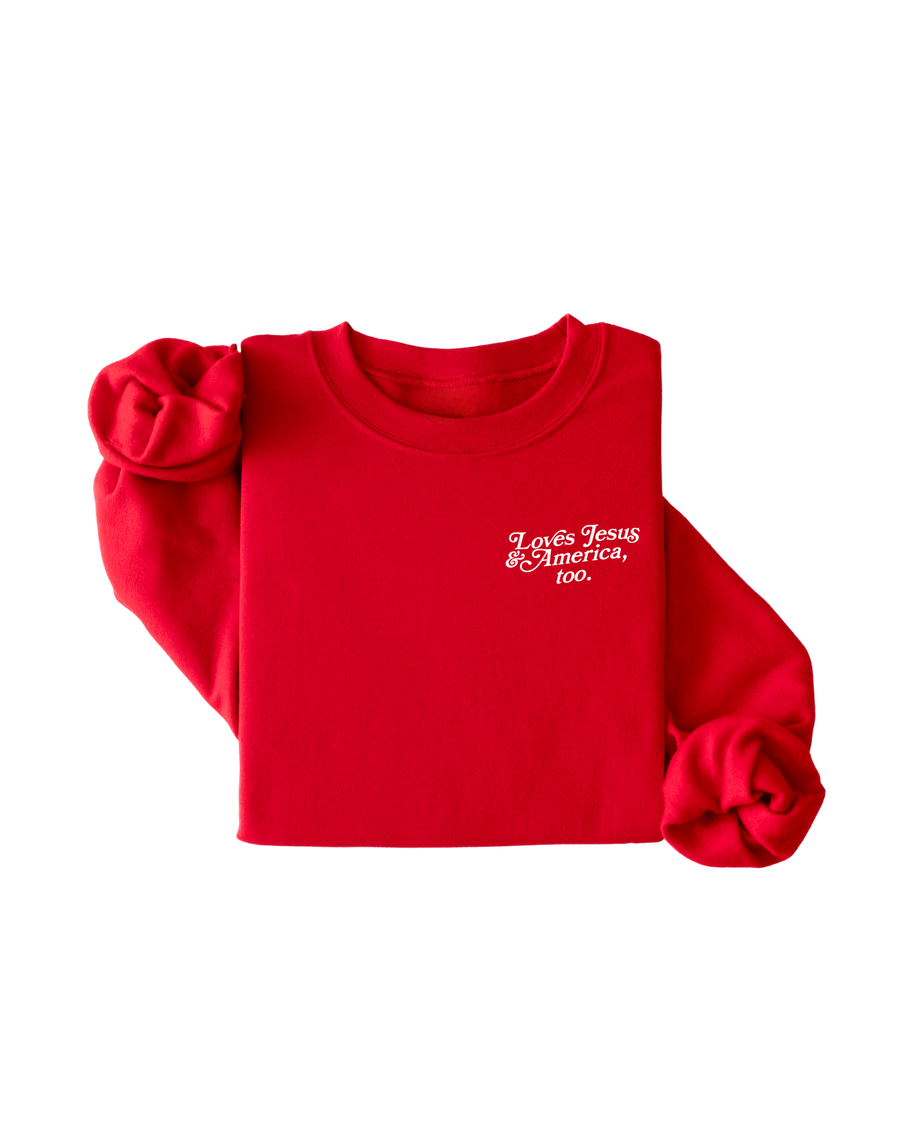 Loves Jesus + America, Too Sweatshirt Pullover - New! SBG Co.