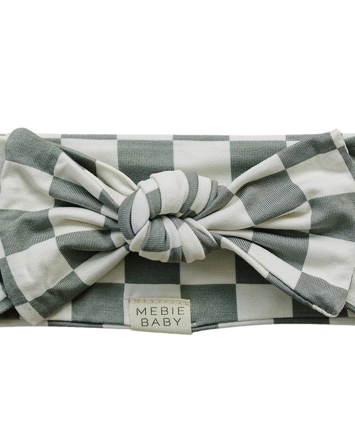 Light Green Checkered Bamboo Head Wrap Mebie Baby