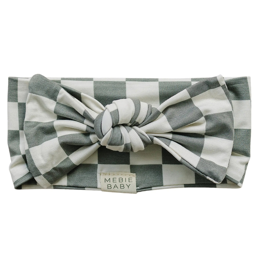 Light Green Checkered Bamboo Head Wrap Mebie Baby