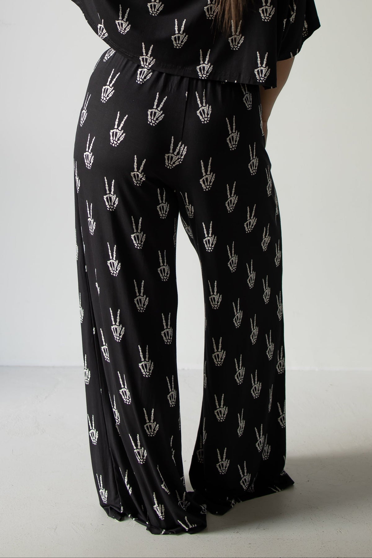 PRE- ORDER ships October 9th | Women's Bamboo Crop Tee Lounge Set | Midnight Skelly forever french baby