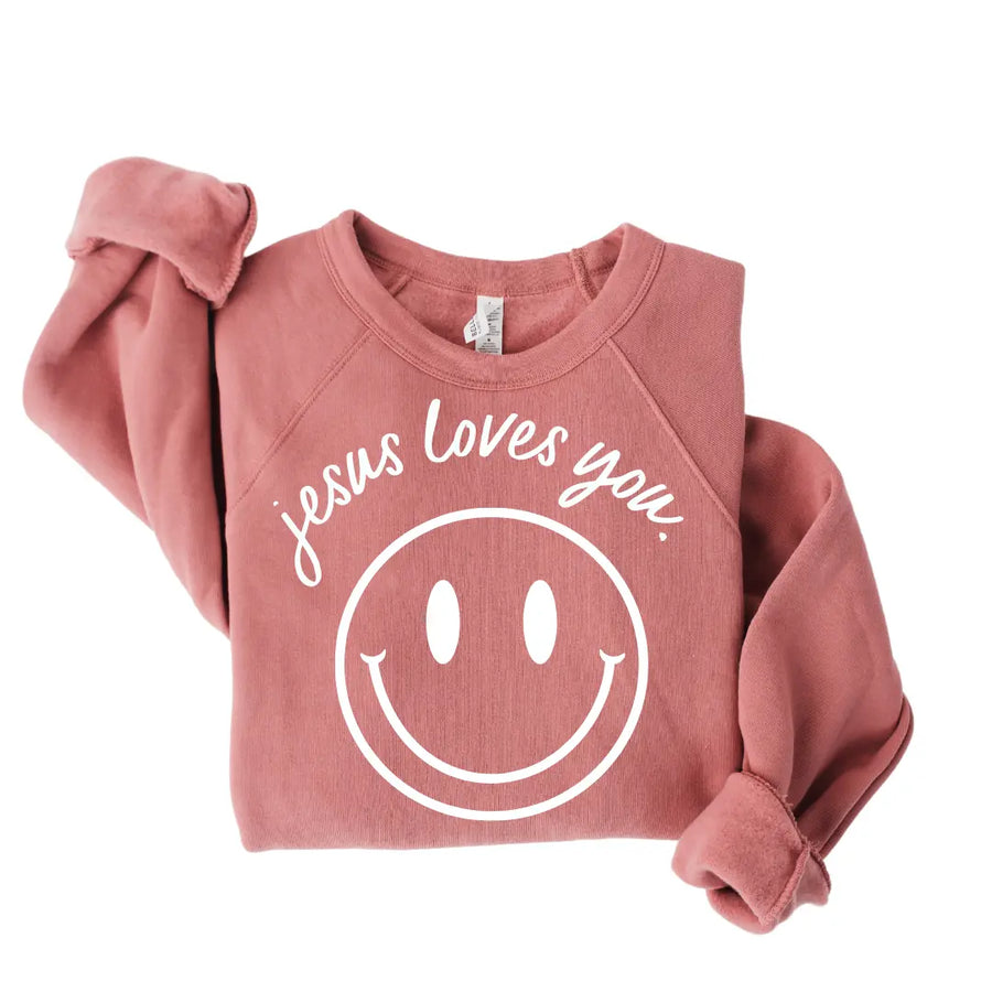 Jesus Loves You Smiley Pullover Saved by Grace Co.