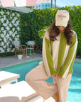 Palms & Poolside - Green Stripe Trucker Hat - PREORDER