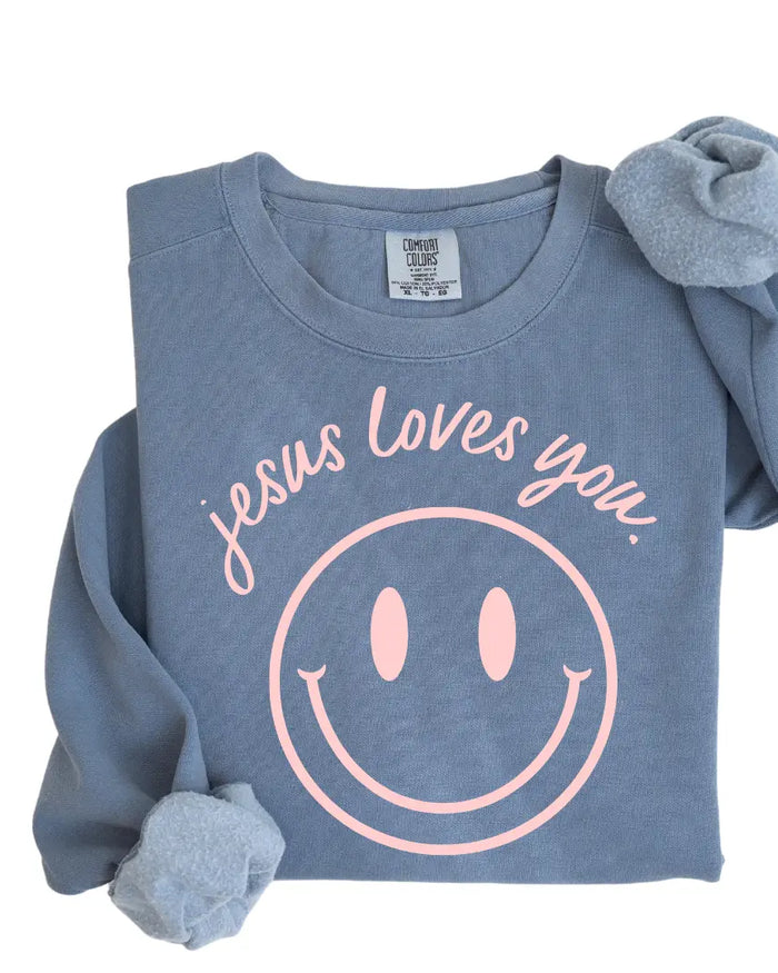 Jesus Loves You Smiley Pullover Saved by Grace Co.