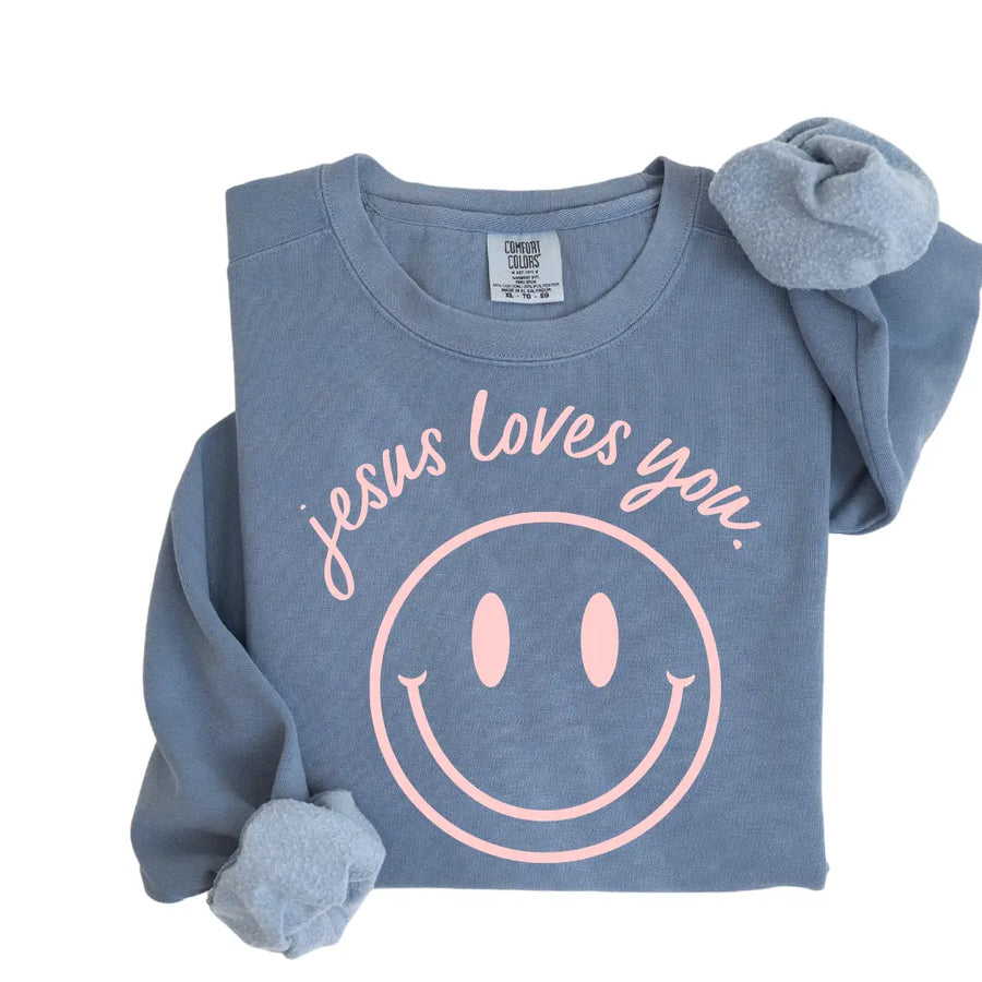 Jesus Loves You Smiley Pullover Saved by Grace Co.