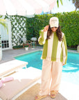 Palms & Poolside - Green Stripe Trucker Hat - PREORDER