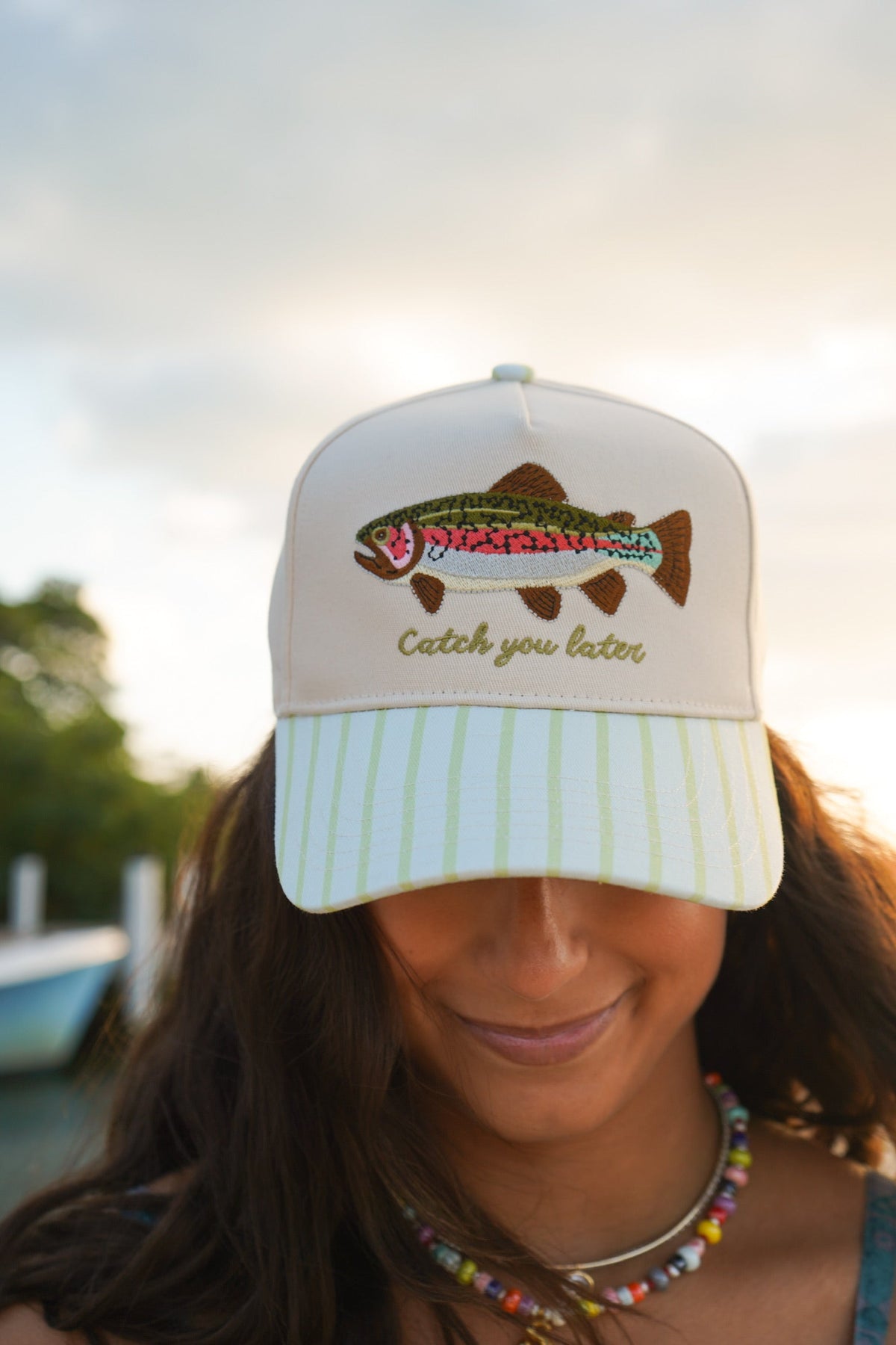 Catch You Later - Green Stripe Hat KenzKustomz