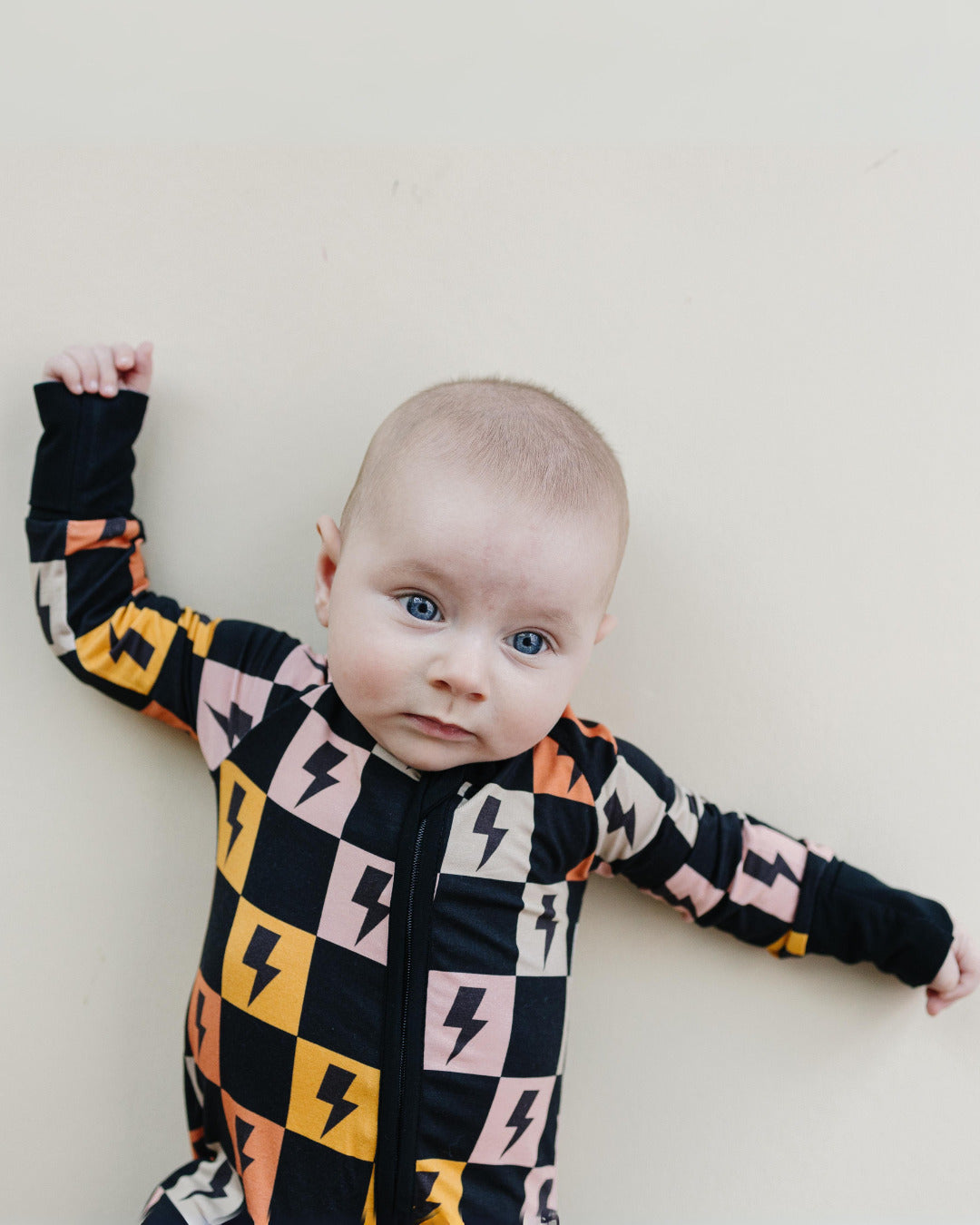 Bamboo Zip Romper | Colorful Checks &amp; Bolts