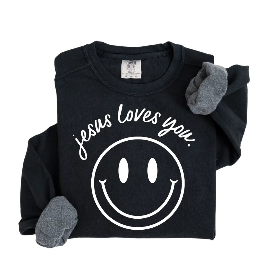 Jesus Loves You Smiley Pullover Saved by Grace Co.