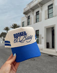 Booked and Busy - Royal Blue Vintage Trucker Hat KenzKustomz