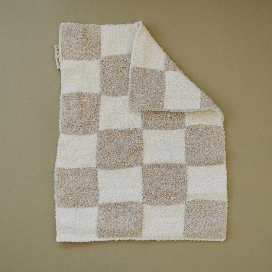 Taupe Checkered Plush Blanket Mebie Baby