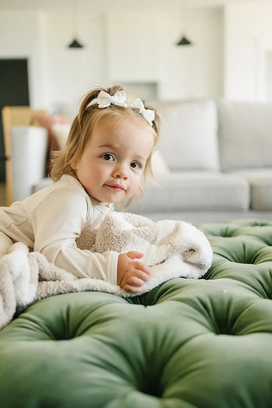 Taupe Checkered Plush Blanket Mebie Baby