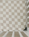 Taupe Checkered Muslin Crib Sheet