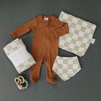 Taupe Checkered Bib