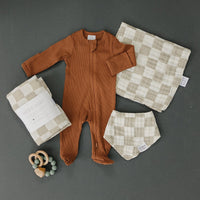 Taupe Checkered Burp Cloth
