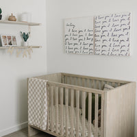 Taupe Checkered Muslin Crib Sheet