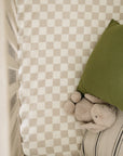 Taupe Checkered Muslin Crib Sheet