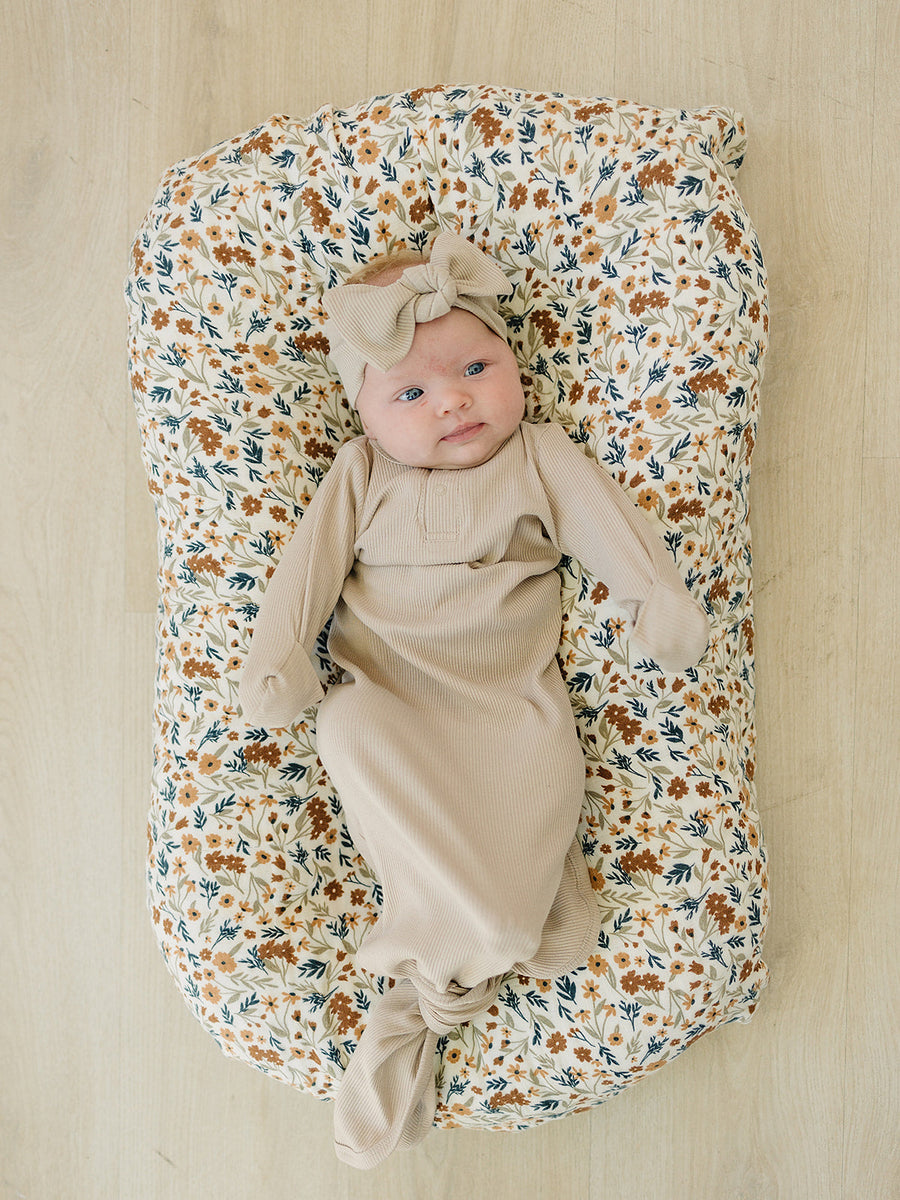 Oatmeal Organic Cotton Ribbed Head Wrap Mebie Baby