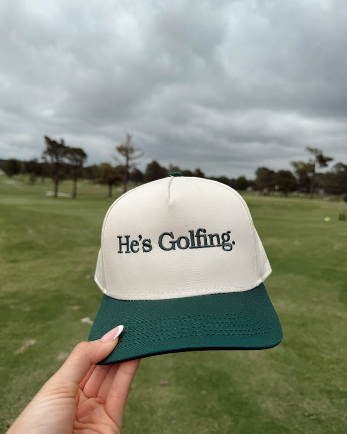 He's Golfing - Green Vintage Trucker Hat - PREORDER KenzKustomz