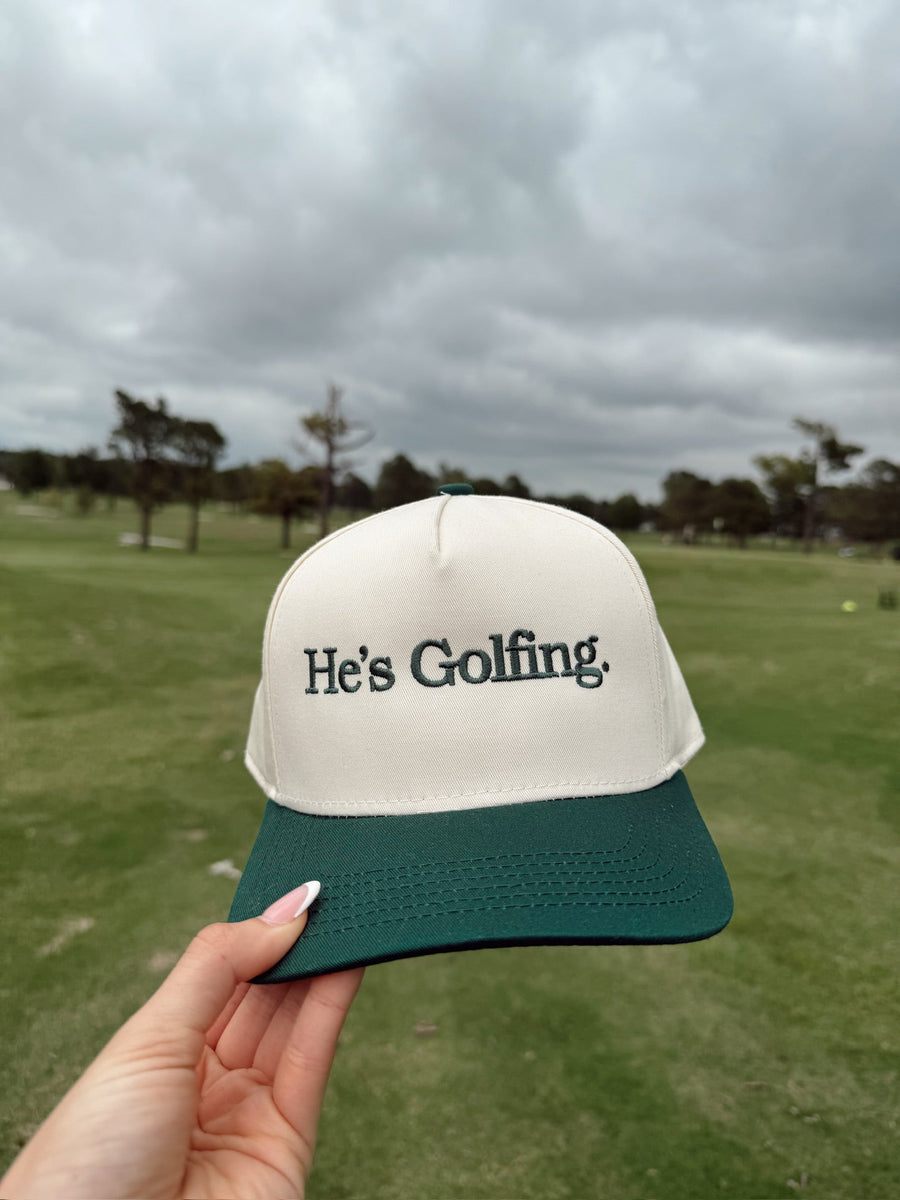 He's Golfing - Green Vintage Trucker Hat - PREORDER KenzKustomz