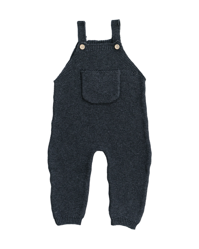 Charcoal Knit Pocket Overalls Mebie Baby