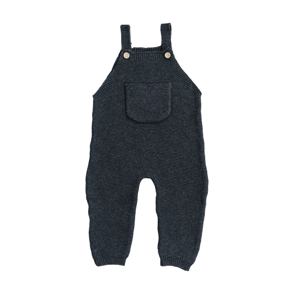 Charcoal Knit Pocket Overalls Mebie Baby