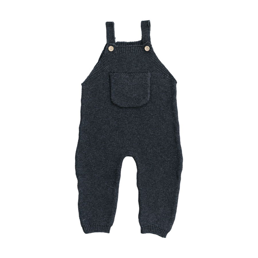 Charcoal Knit Pocket Overalls Mebie Baby
