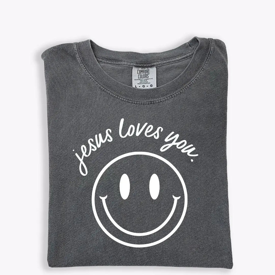 Jesus Loves You Smiley Tee Saved by Grace Co.