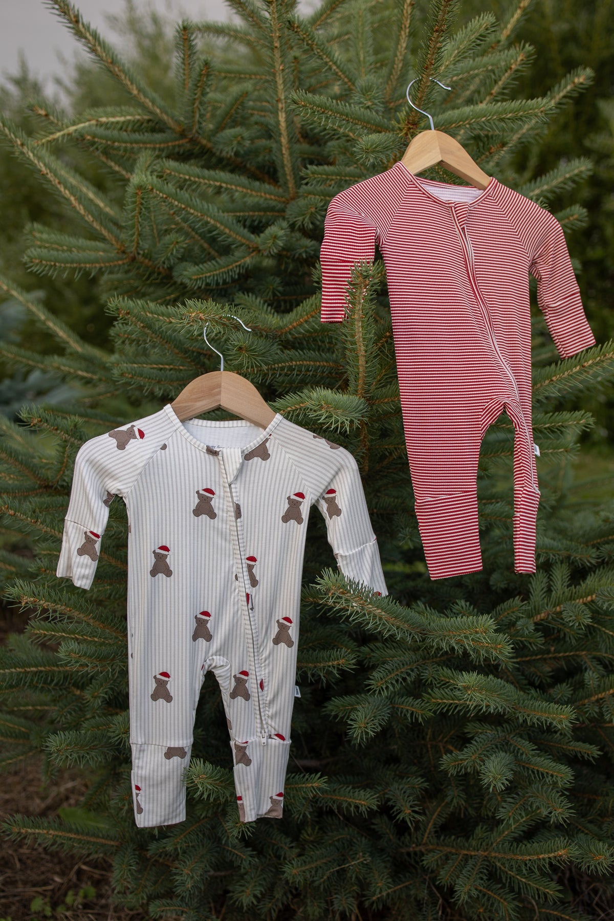 Bamboo Zip Pajamas | Peppermint Stripe Ribbed forever french baby