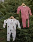 Bamboo Zip Pajamas | Peppermint Stripe Ribbed forever french baby