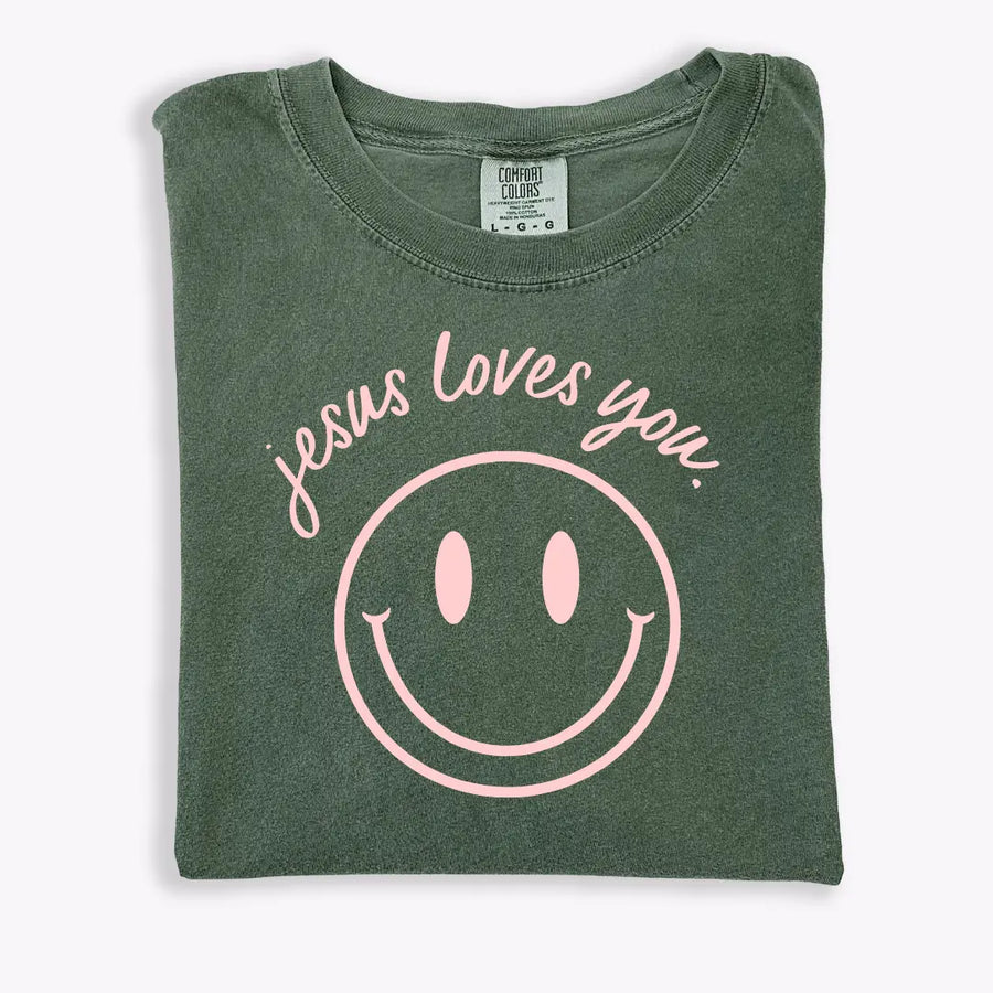 Jesus Loves You Smiley Tee Saved by Grace Co.