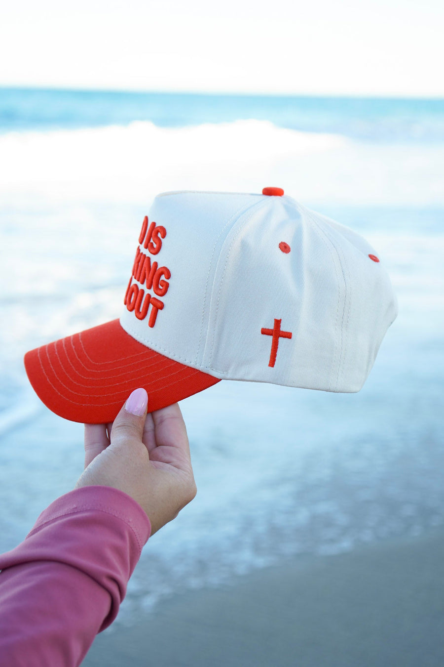 God Is Working It All Out - Red Trucker Hat KenzKustomz