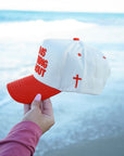 God Is Working It All Out - Red Trucker Hat