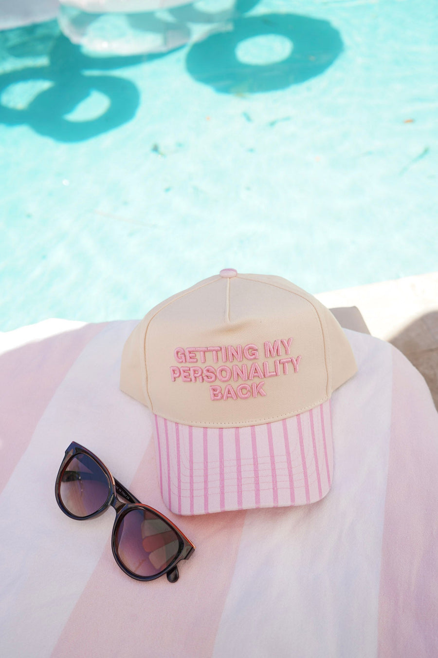 Getting my Personality Back - Pink Stripe Trucker Hat KenzKustomz