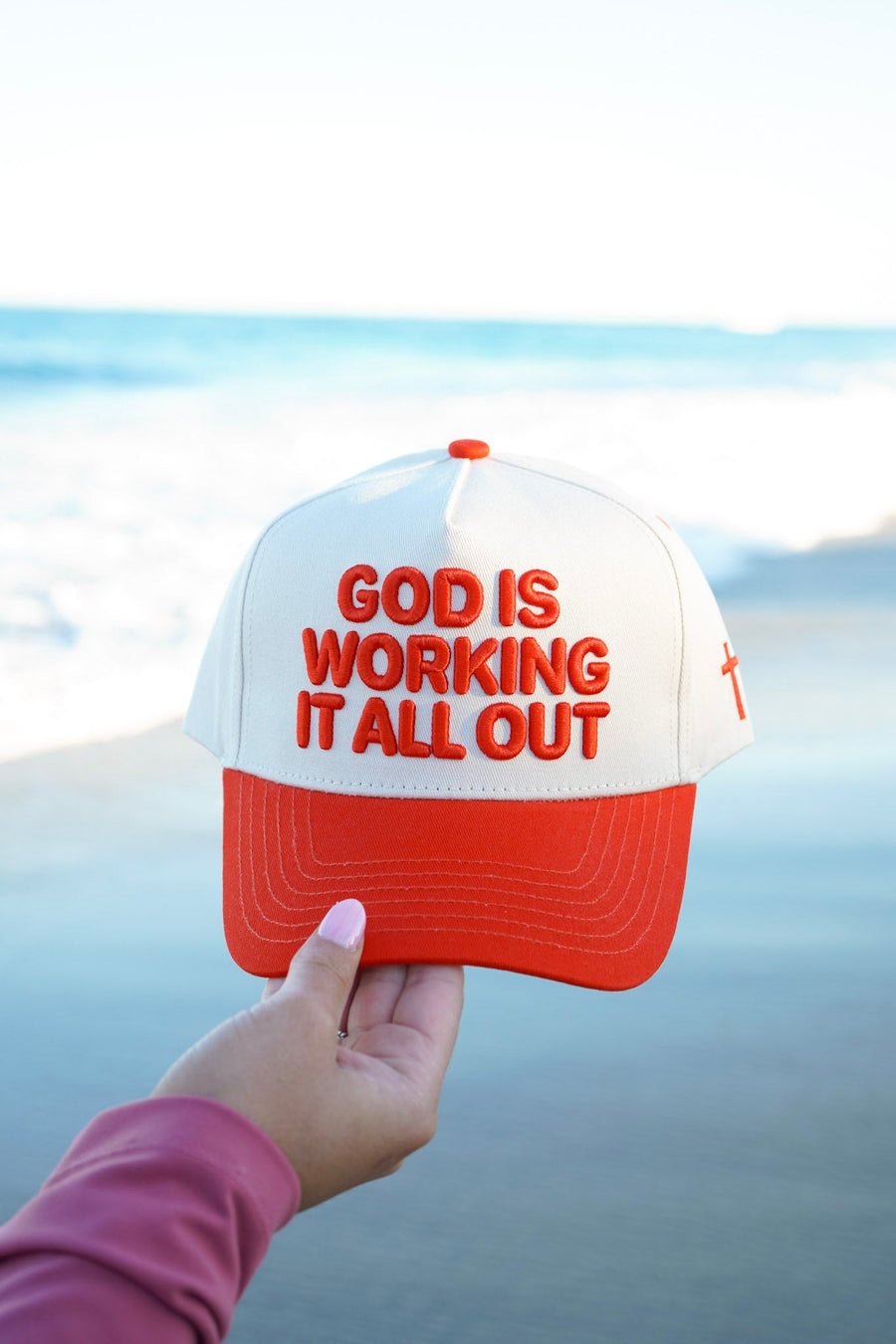 God Is Working It All Out - Red Trucker Hat KenzKustomz
