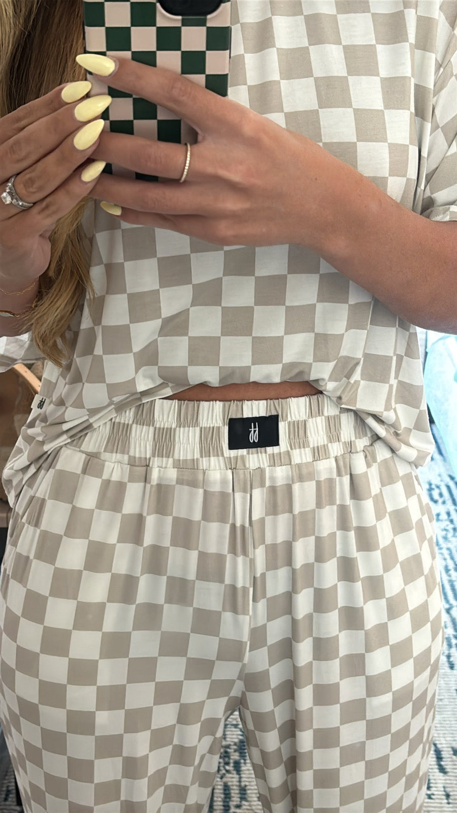Women's Boxy Tee Lounge Set | Checkerboard forever french baby