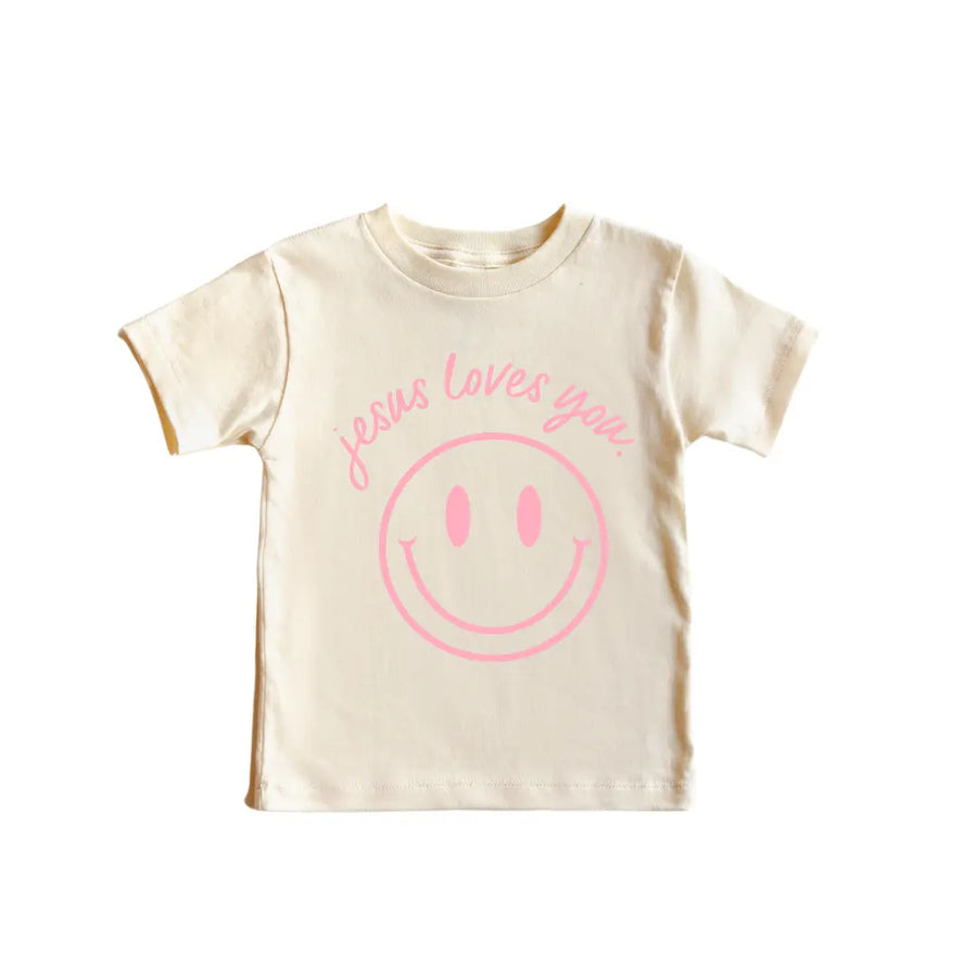 Jesus Loves You Smiley Toddler Tee Saved by Grace Co.
