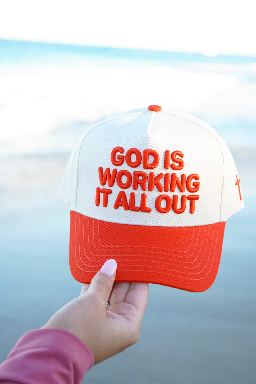God Is Working It All Out - Red Trucker Hat KenzKustomz