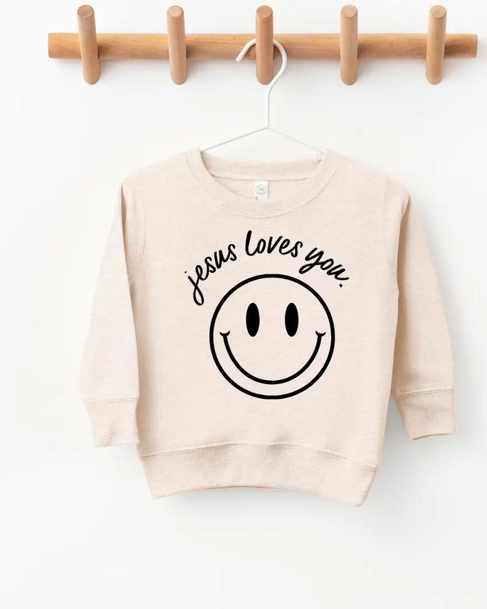 Jesus Loves You Smiley Toddler Pullover Saved by Grace Co.