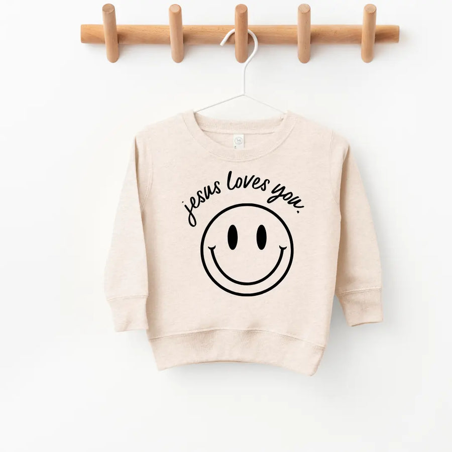 Jesus Loves You Smiley Toddler Pullover Saved by Grace Co.