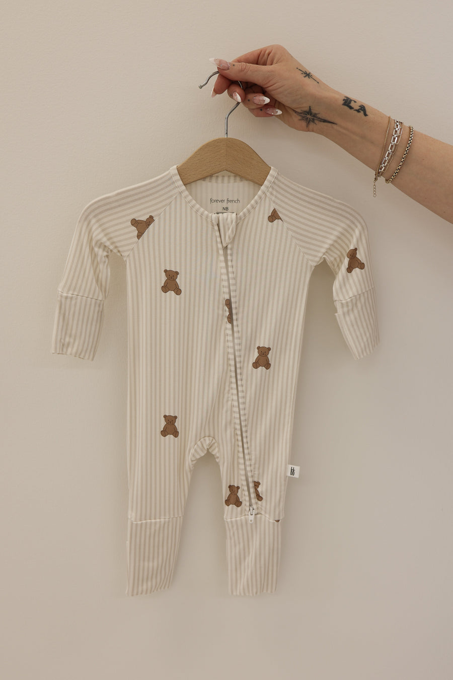 Bamboo Zip Pajamas | Teddy forever french baby