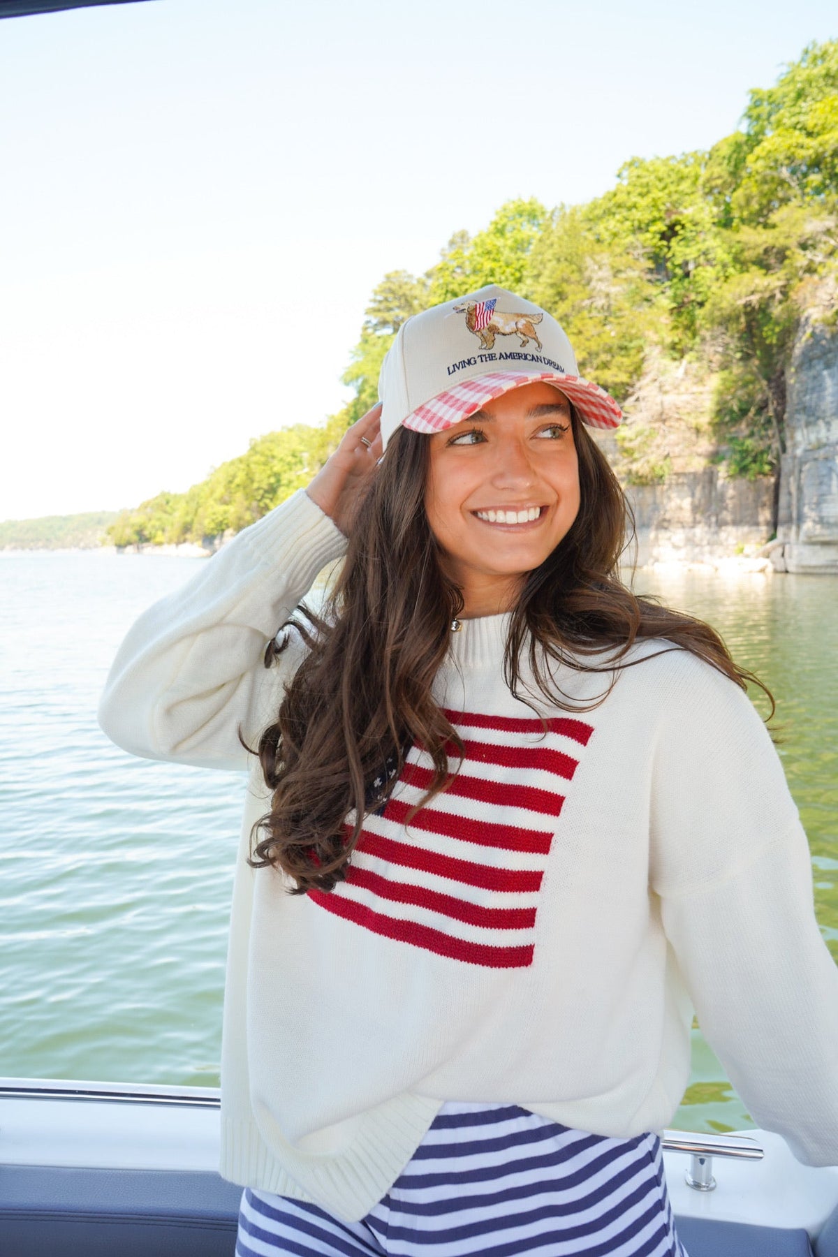Living The American Dream - Red Gingham Hat KenzKustomz