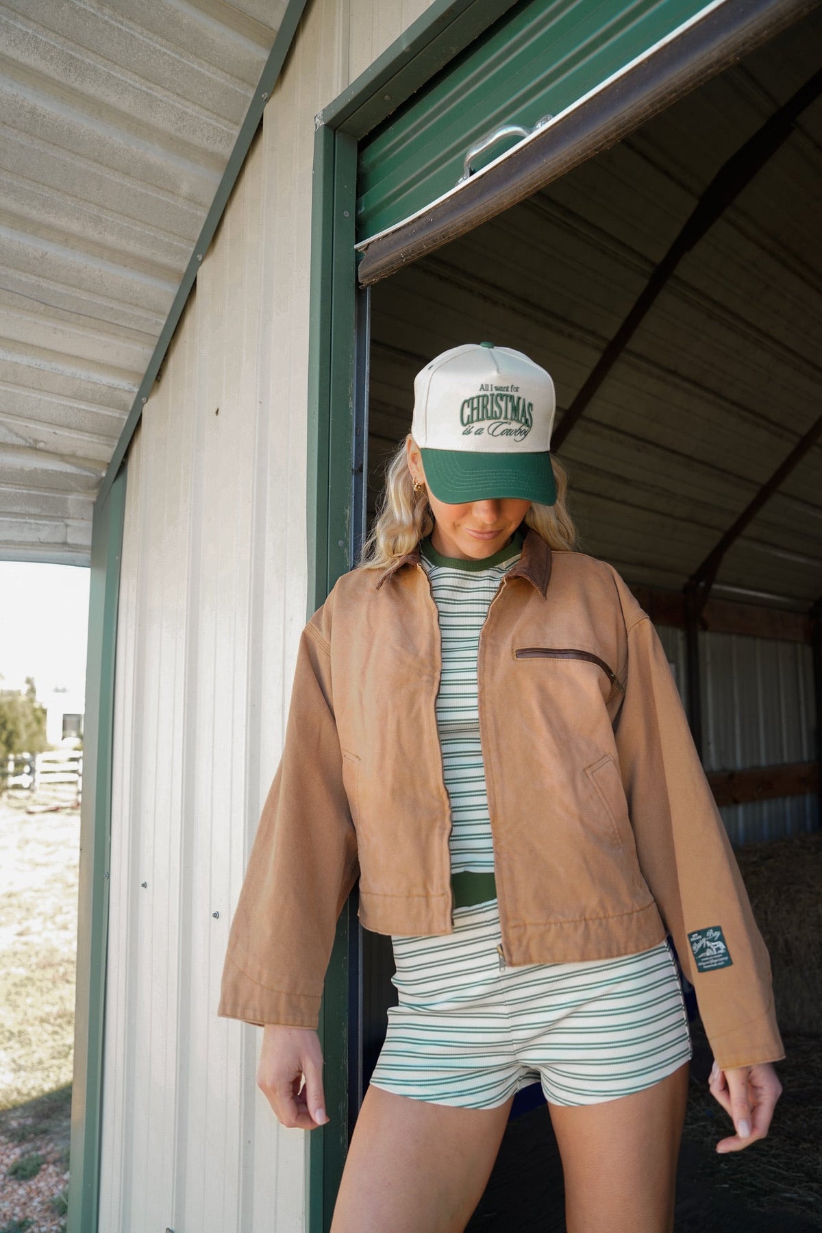 All I want for Christmas is a Cowboy - Green Vintage Trucker Hat KenzKustomz