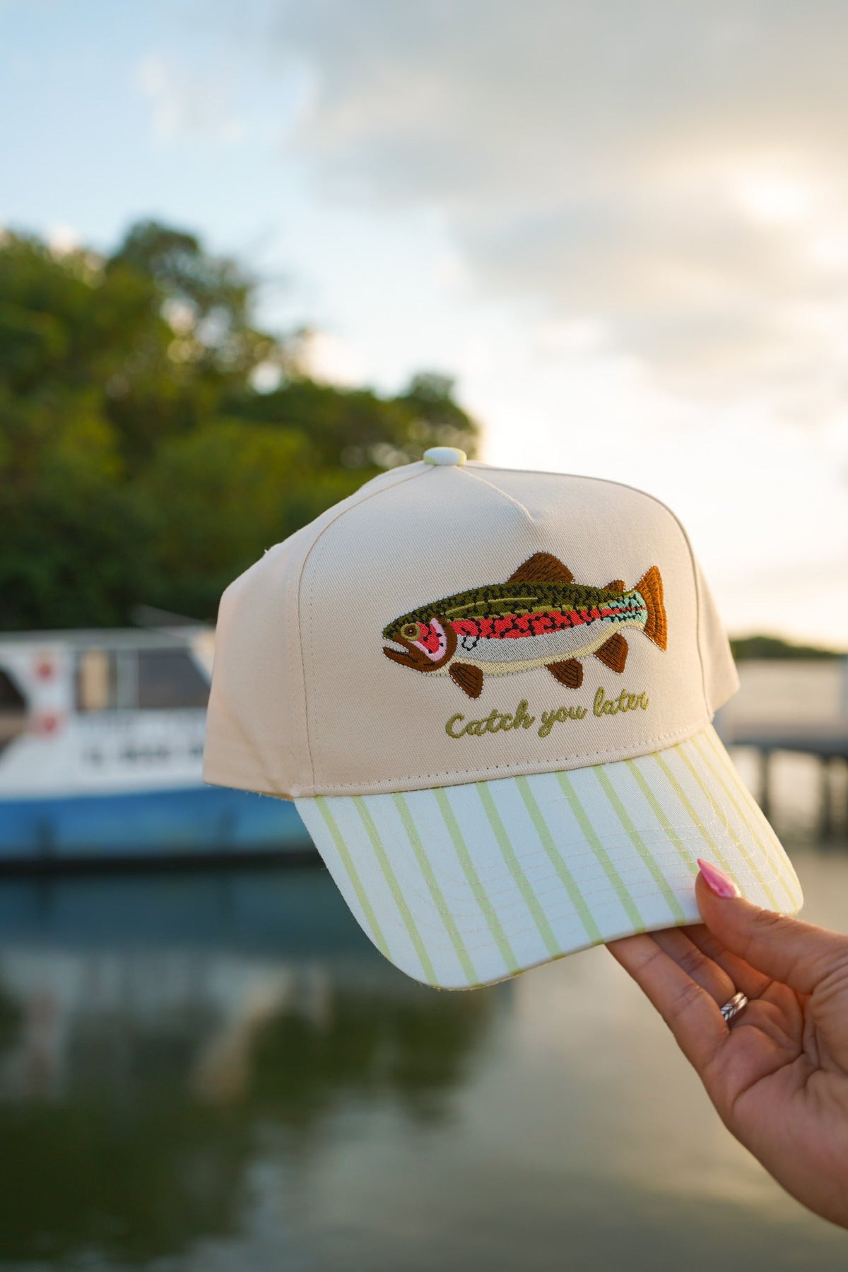 Catch You Later - Green Stripe Hat KenzKustomz