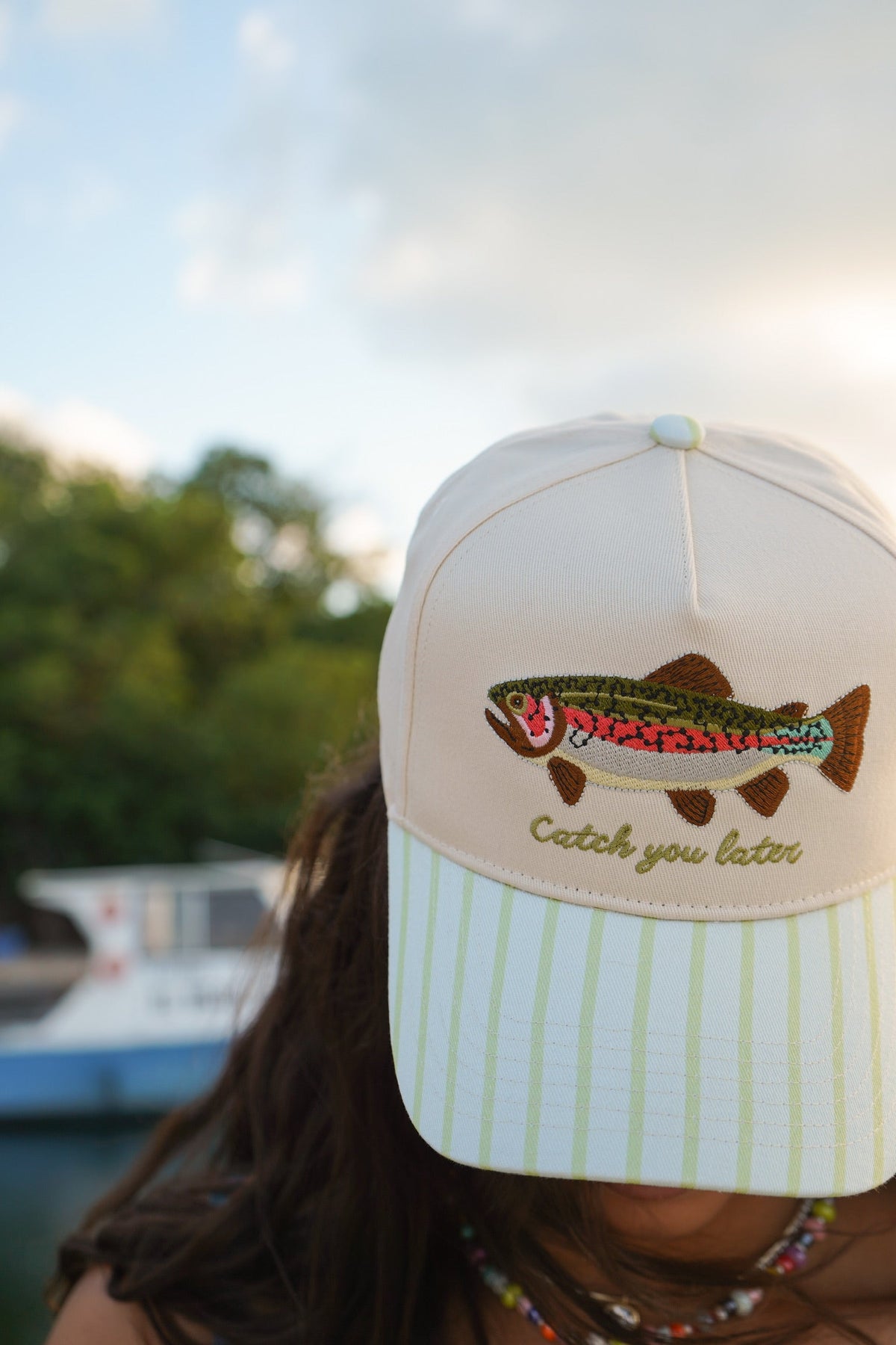 Catch You Later - Green Stripe Hat KenzKustomz