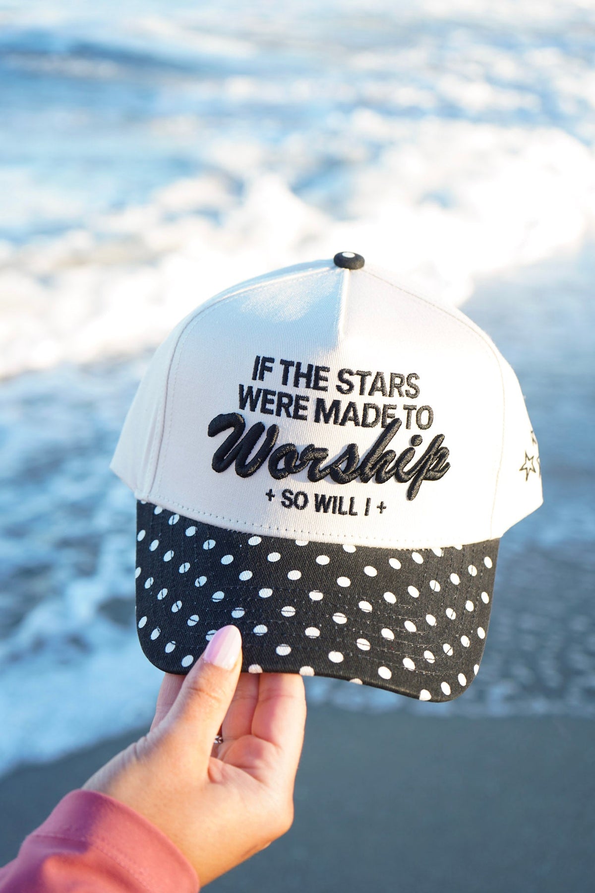 Stars Were Made to Worship - Black Polka Dot Trucker Hat KenzKustomz
