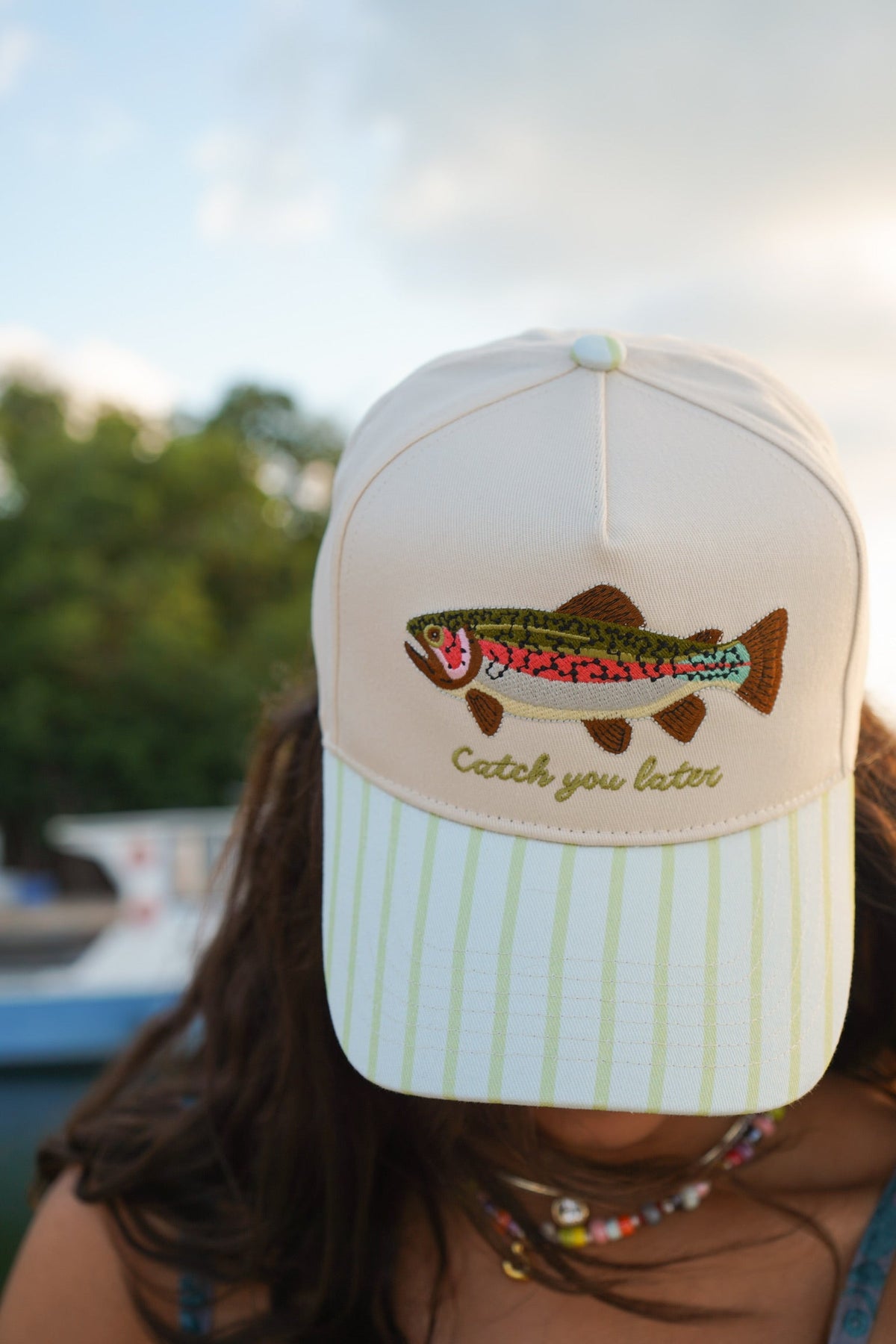 Catch You Later - Green Stripe Hat KenzKustomz