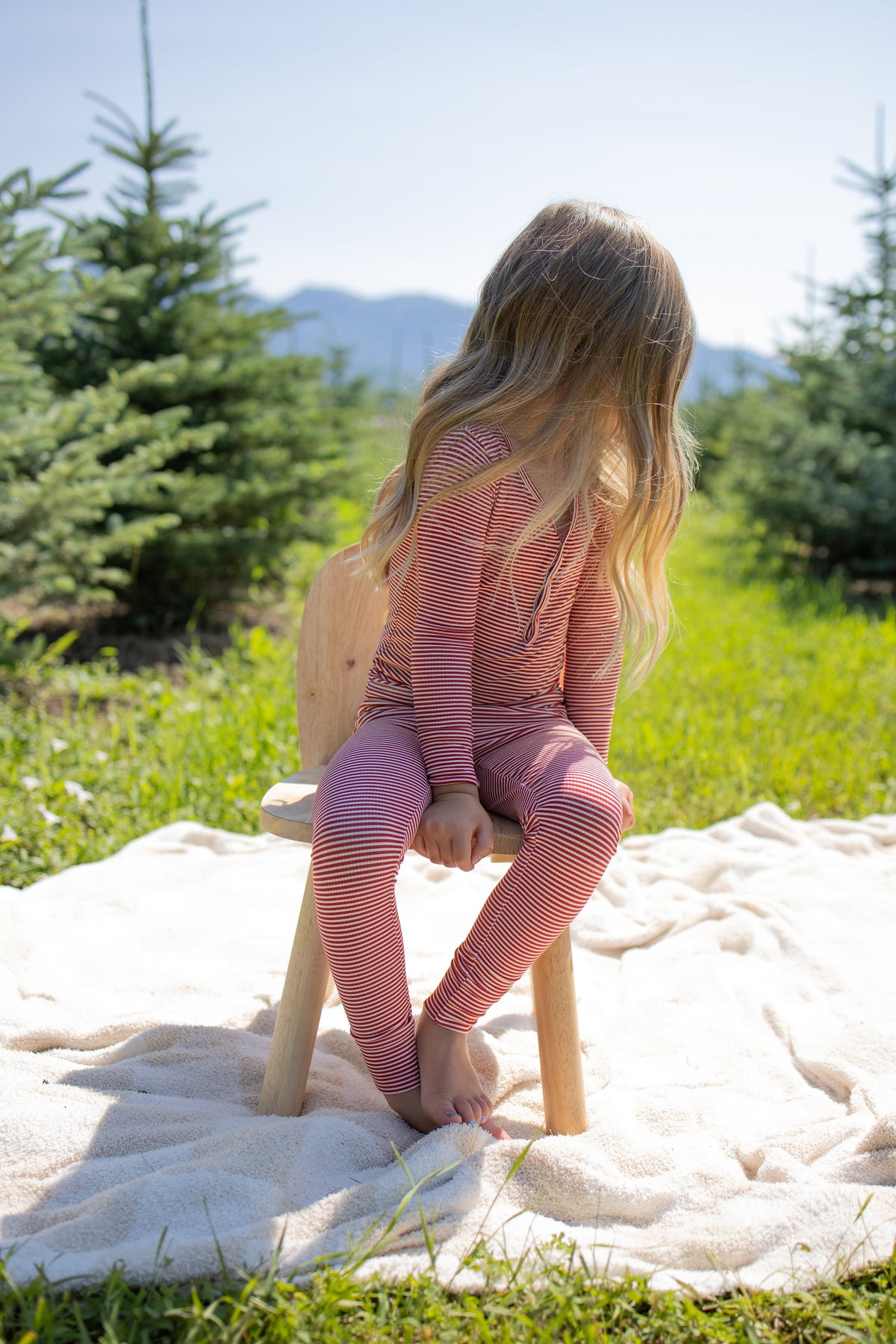 Bamboo Two Piece Pajamas | Peppermint Stripe Ribbed forever french baby