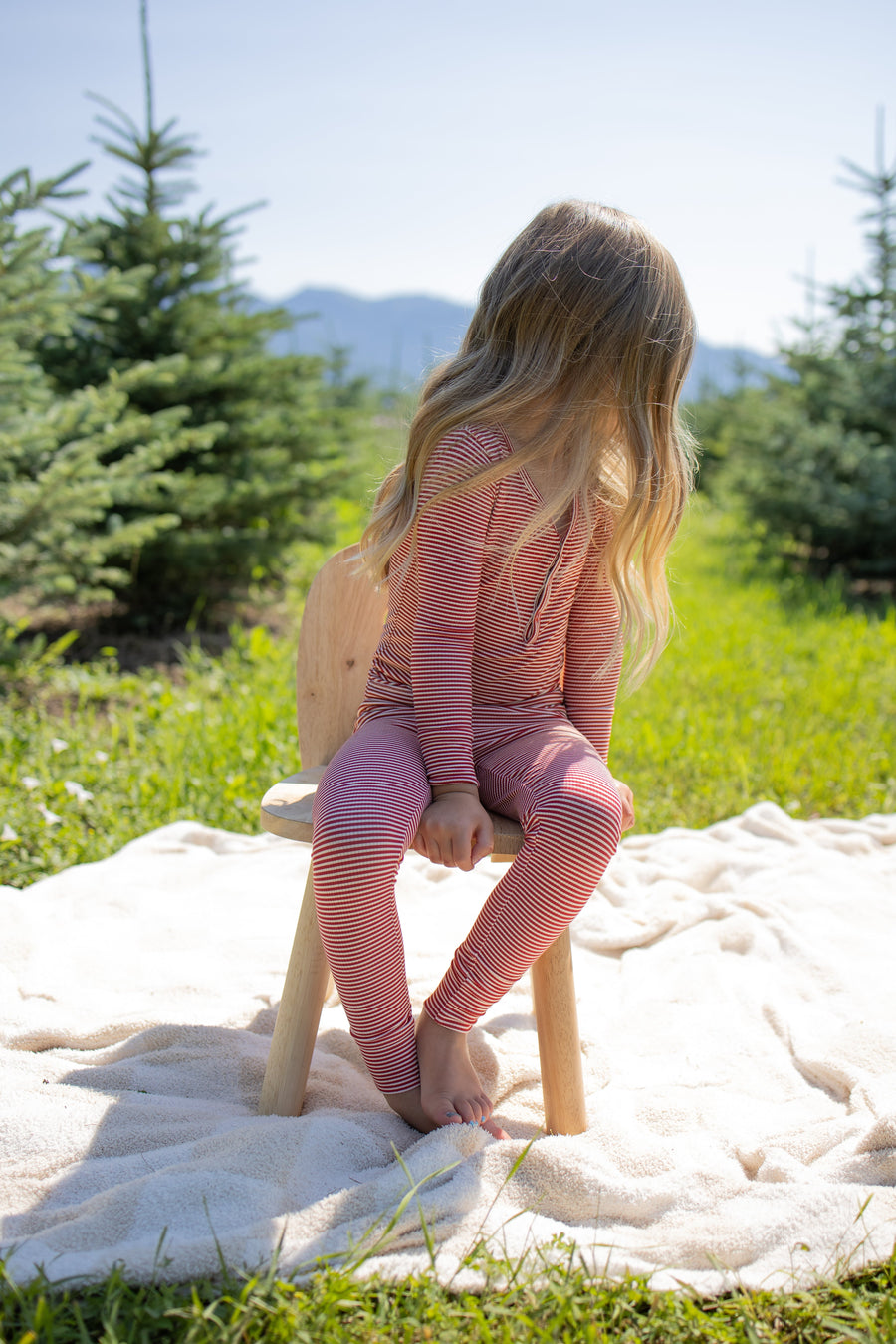 Bamboo Two Piece Pajamas | Peppermint Stripe Ribbed forever french baby