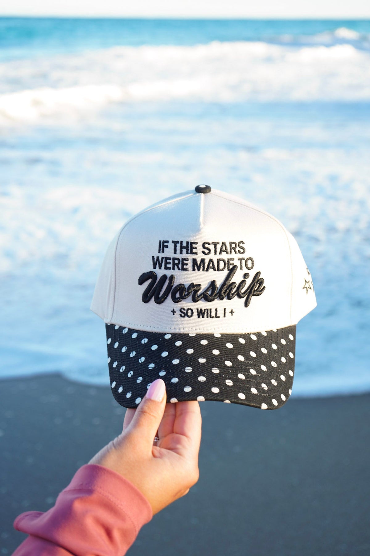 Stars Were Made to Worship - Black Polka Dot Trucker Hat KenzKustomz