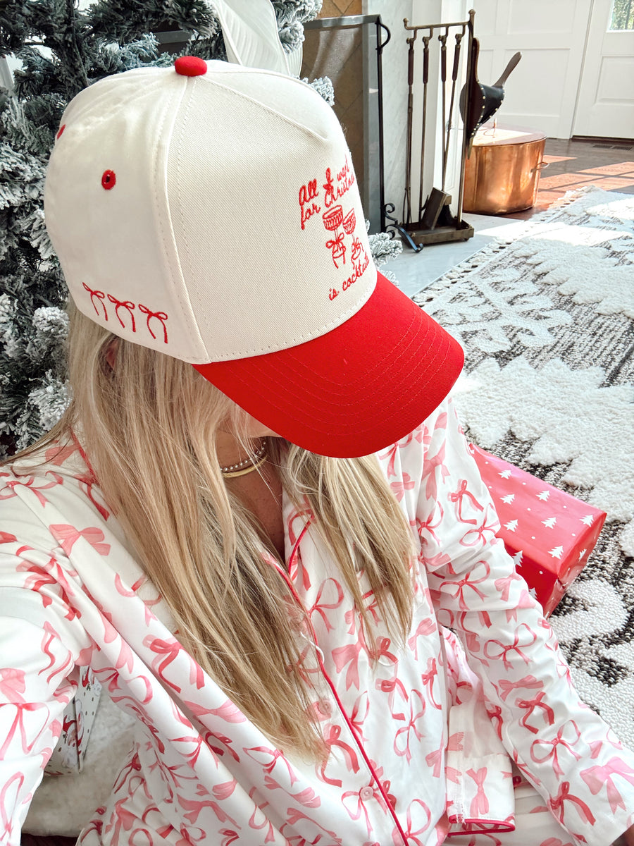 All I Want for Christmas is Cocktails - Red Vintage Trucker Hat KenzKustomz
